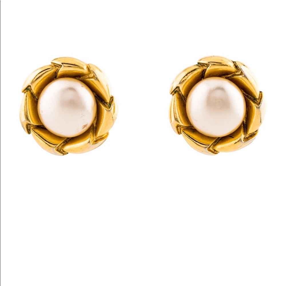 CHANEL Faux Pearl Clio-On Earrings
